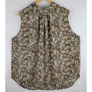 Dress Barn Sleeveless Top 22 24 Animal Pullover High Neck Blouse Career Office